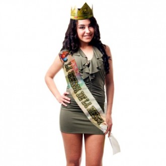BANDA Y CORONA “LA REINA DE LA FIESTA” EN ESPAÑOL