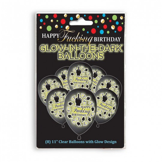 GLOBOS FOSFORESCENTES HAPPY F&#039;ING BIRTHDAY - LITTLE GENIE PRODUCTIONS