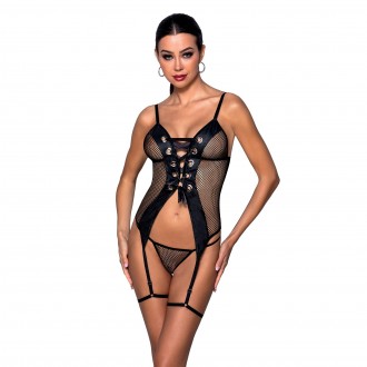 PASSION BETH CORSET AND THONG  BLACK
