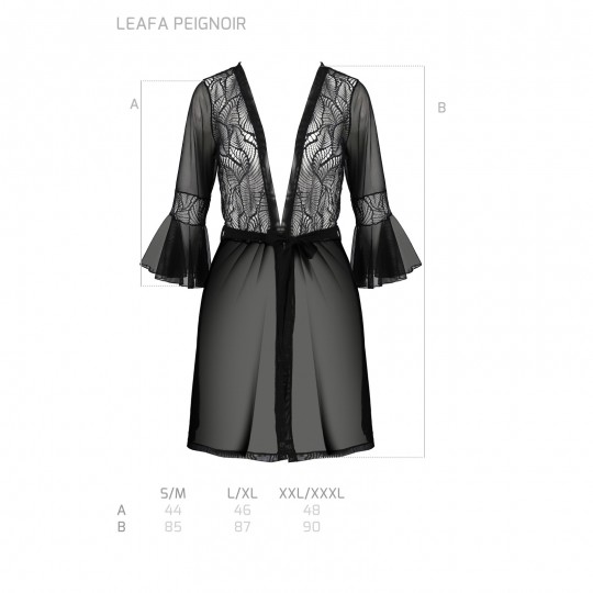 PASSION ECO COLLECTION LEAFA PEIGNOIR AND THONG BLACK