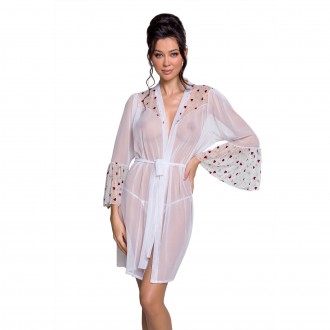 PASSION LOVELIA PEIGNOIR AND THONG WHITE