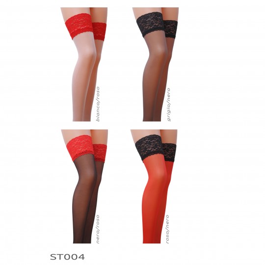 PASSION STOCKINGS ST004 WHITE/RED (17 DEN)