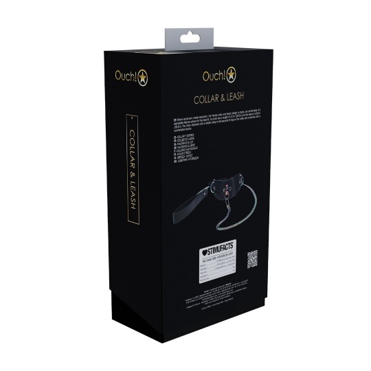 COLEIRA COM TRELA VENICE COLLECTION PRETA OUCH!