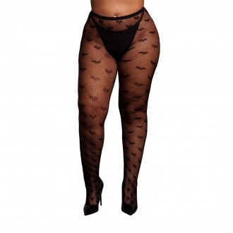 HEART PATTERNED TIGHTS - PLUS SIZE - BLACK