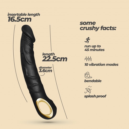 VIBRADOR FLEXÍVEL MAGNUS BEND PRETO CRUSHIOUS