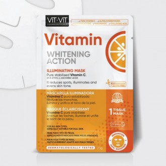 MÁSCARA DE TECIDO FACIAL VITAMIN C VIT VIT COSMETICS 20GR