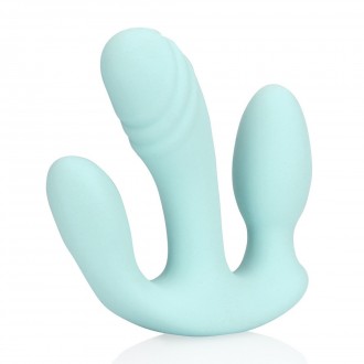 THREE-IN-ONE LIQUID SILICONE VIBRATOR - BREEZY BLUE