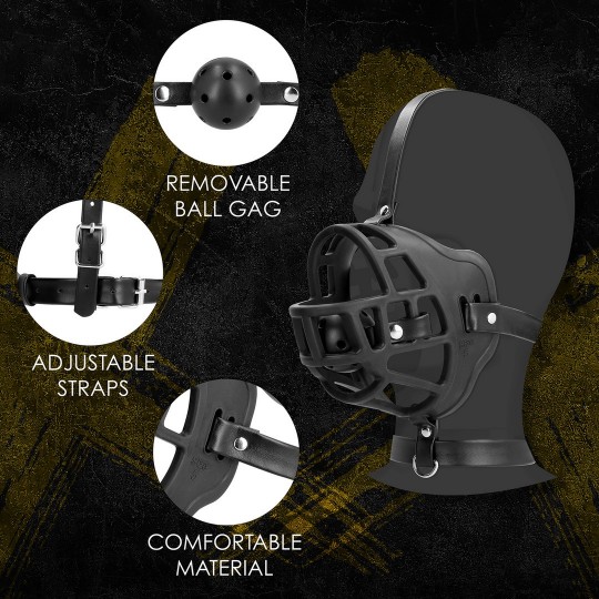 MUZZLE WITH REMOVABLE BALL GAG - BLACK
