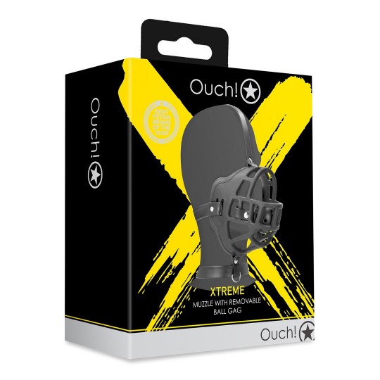 MUZZLE WITH REMOVABLE BALL GAG - BLACK