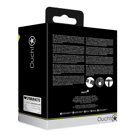 PU LEATHER CHASTITY BELT WITH STRAPS - BLACK