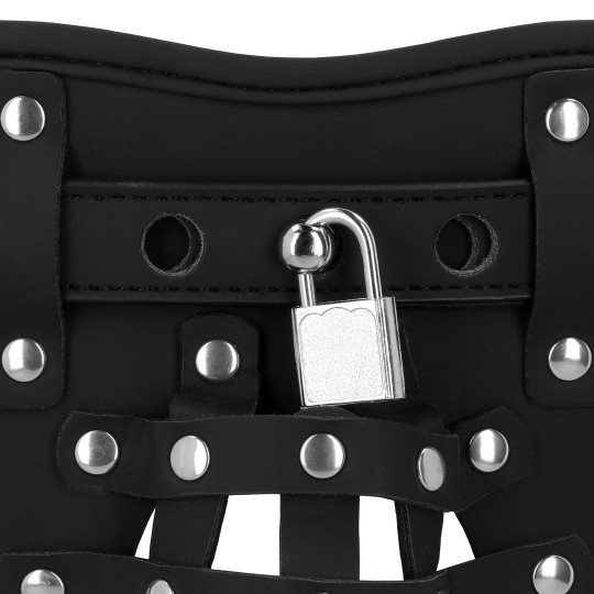 PU LEATHER CHASTITY JOCK - BLACK