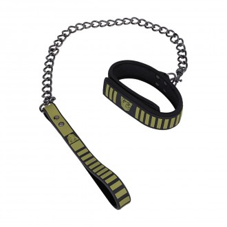 TACTICAL COLLAR AND LEASH - BLACK/GREEN