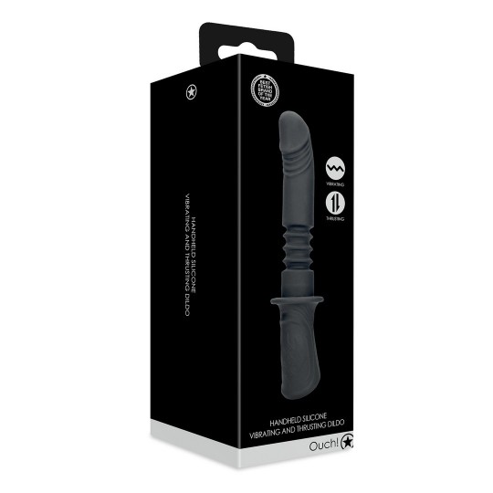 HAND HELD VIBRATING AND THRUSTING SEX MACHINE - BLACK