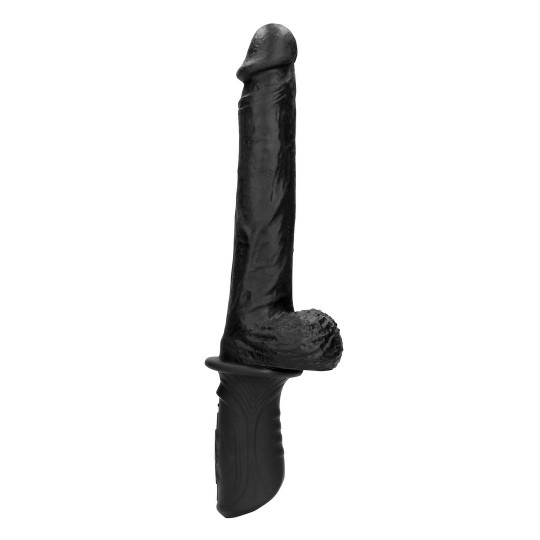 OUCH! HAND HELD LIQUID SILICONE VIBRATING AND THRUSTING SEX MACHINE BLACK