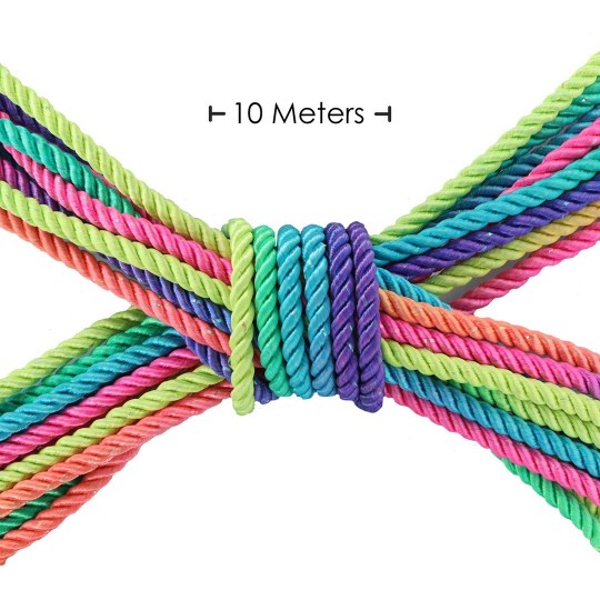 CUERDA DE POLIÉSTER PARA ATAR - 32.8 FT / 10 M - MULTICOLOR BRILLANTE