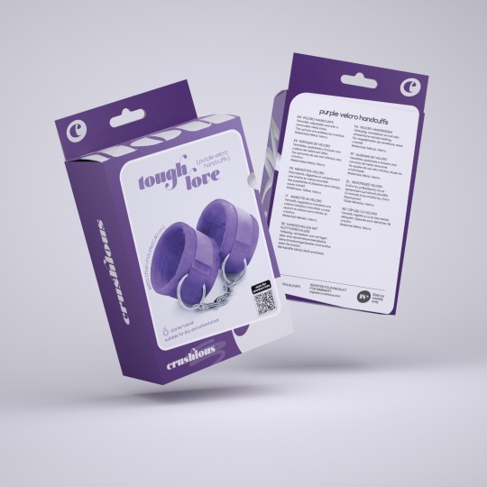 MENOTTES DE VELCRO TOUGH LOVE AVEC CHAINE DE 40CM SUPPLÉMENTAIRE CRUSHIOUS VIOLET