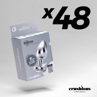 PACK DE 48 PLUG ANAL BIJOU TRANSPARENT PETIT CRUSHIOUS AVEC SAC VELOUTÉ GRATUIT
