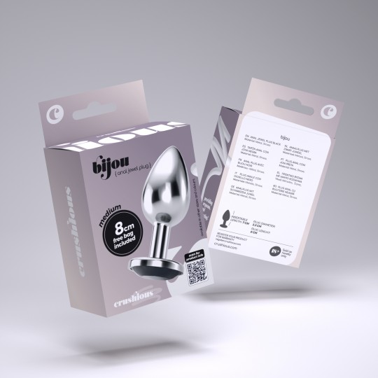 CRUSHIOUS BIJOU ANAL JEWEL PLUG BLACK MEDIUM WITH FREE VELVETY BAG