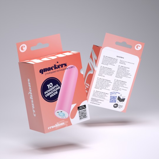 PACK 5 + 1 FREE QUACKERS USB RECHARGEABLE VIBRATING BULLET PINK CRUSHIOUS
