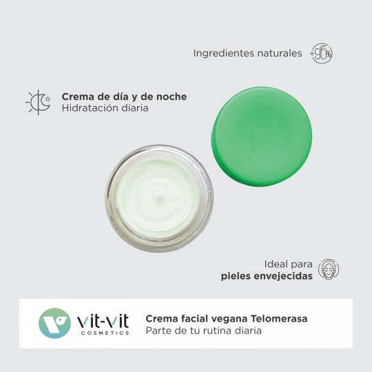 CREME DIÁRIO REJUVENESCEDOR TELOMERASE BOOSTER 50ML VIT VIT COSMETICS