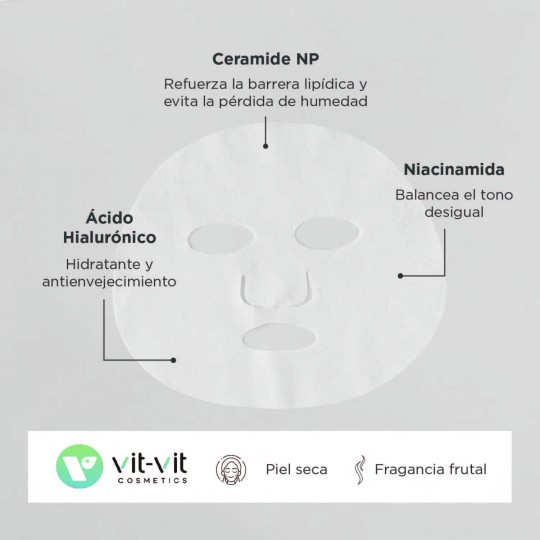 MASCARILLA DE TEJIDO FACIAL CERAMIDE RESTORATIVE VIT VIT COSMETICS 20GR