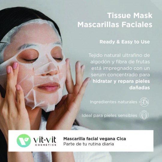 MÁSCARA DE TECIDO FACIAL CICA TIGERGRASS VIT VIT COSMETICS 20GR