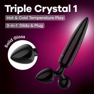 GODE EN VERRE AVEC PLUG TRIPLE CRYSTAL 1 NOIR SATISFYER