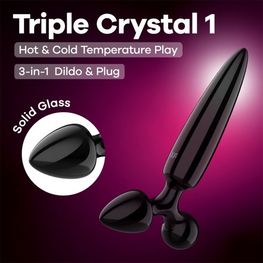GODE EN VERRE AVEC PLUG TRIPLE CRYSTAL 1 NOIR SATISFYER
