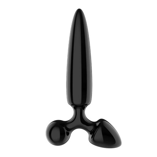 SATISFYER TRIPLE CRYSTAL 1 GLASS DILDO WITH PLUG BLACK