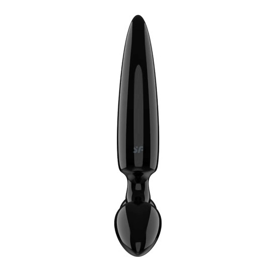 DILDO DE VIDRO COM PLUG TRIPLE CRYSTAL 1 PRETO SATISFYER