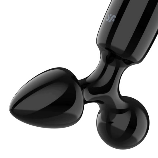 DILDO DE VIDRIO CON PLUG TRIPLE CRISTAL 1 NEGRO SATISFYER