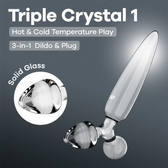 GODE EN VERRE AVEC PLUG TRIPLE CRYSTAL 1 TRANSPARENT SATISFYER