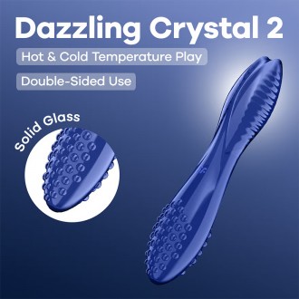 SATISFYER DAZZLING CRYSTAL 2 GLASS DILDO BLUE
