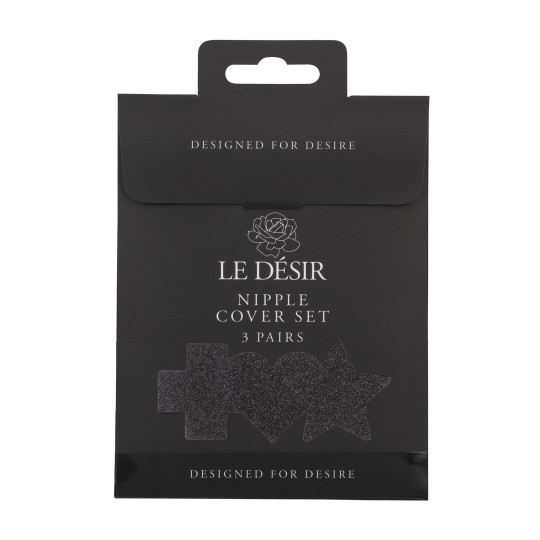NIPPLE COVER SET - CROSS STAR HEART - BLACK