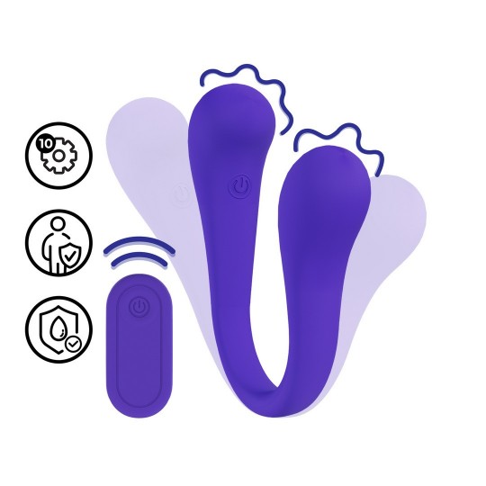 DUAL-ENDED BENDABLE VIBE WITH REMOTE CONTROL - PURPLE