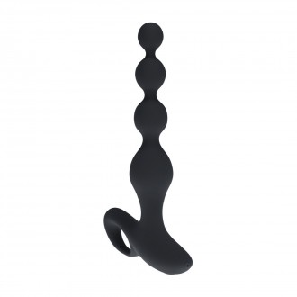 PLUG ANAL DE SILICONA VIBRANTE CON PERLAS Y CONTROL REMOTO - NEGRO
