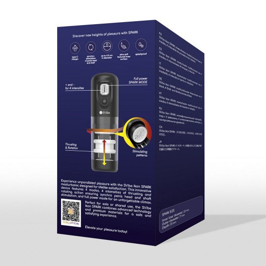 IKON SPARK - MASTURBADOR CON MOVIMIENTO DE EMPUJE Y ROTACIÓN - TRANSPARENTE