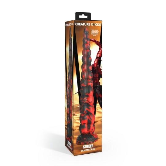 STINGER - DILDO DE SILICONA - ROJO/NEGRO