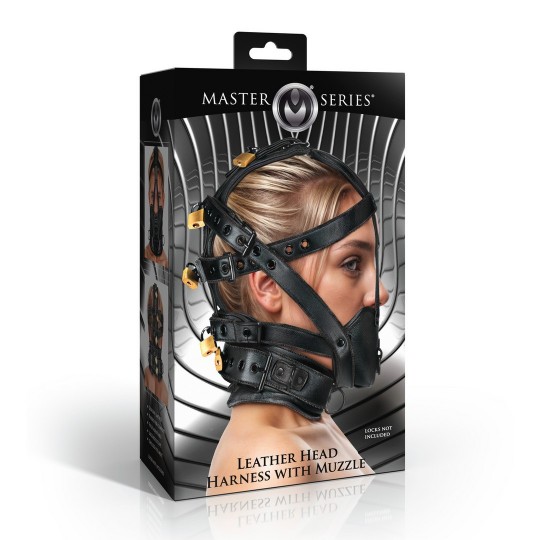 ARNÉS DE CABEZA DE CUERO CON BOZAL - NEGRO