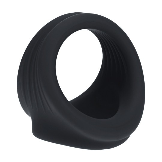 ARNÉS DE SILICONA PARA PENE Y TESTÍCULOS - NEGRO