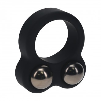 ANILLO DE PENE DOBLE PESADO DE SILICONA LÍQUIDA - NEGRO