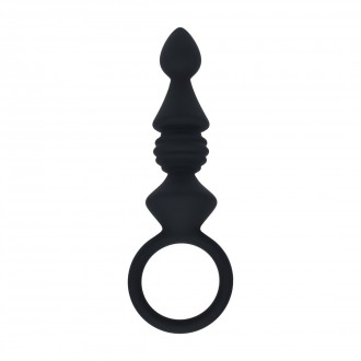 SONDA ANAL EM SILICONE COM ESTRIAS COM ASA PRETO LEVELZ 