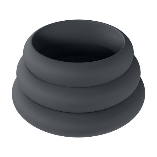 CONJUNTO DE 3 ANÉIS EM SILICONE PARA O PÉNIS WIDE O S/M/L PRETO LEVELZ