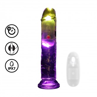 VIBRADOR COM LED E COMANDO LED VIBRATING STRAIGHT COCK 7"/ 18 CM REALROCK