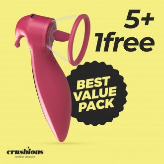 PACK 5 + 1 GRATUITO SACI STIMOLATORE CLITORIDEO E CAPEZZOLO CON ASPIRAZIONE CRUSHIOUS