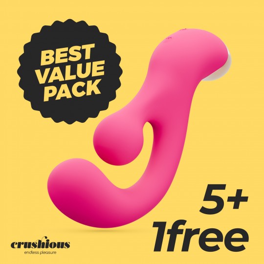 PACK 5 + 1 FREE CRUSHIOUS PLEASER VIBRATOR WITH ROTATING STIMULATION