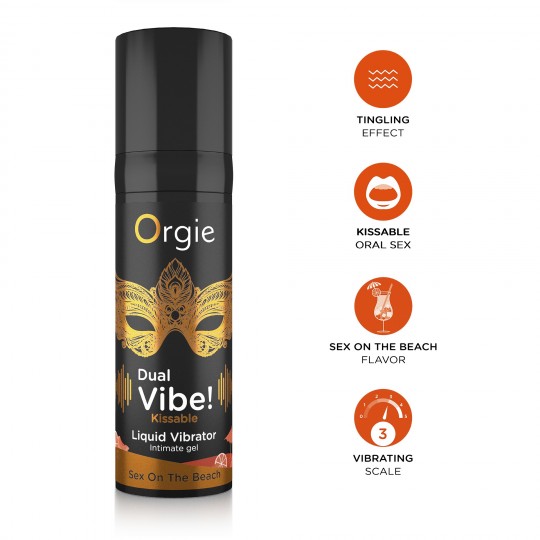 ORGIE DUAL VIBE KISSABLE LIQUID VIBRATOR  SEX ON THE BEACH 15ML