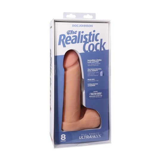 DILDO REALISTA CON TESTÍCULOS ULTRASKYN CON VA-U-LOCK 8 /20 CM VANILLA DOC JOHNSON
