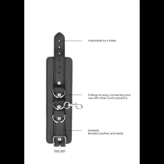 OUCH! LEATHER HAND AND LEG CUFFS BLACK