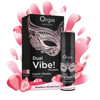 VIBRADOR LÍQUIDO CON SABOR A GIN TONIC CON FRESA DUAL VIBE 15ML ORGIE